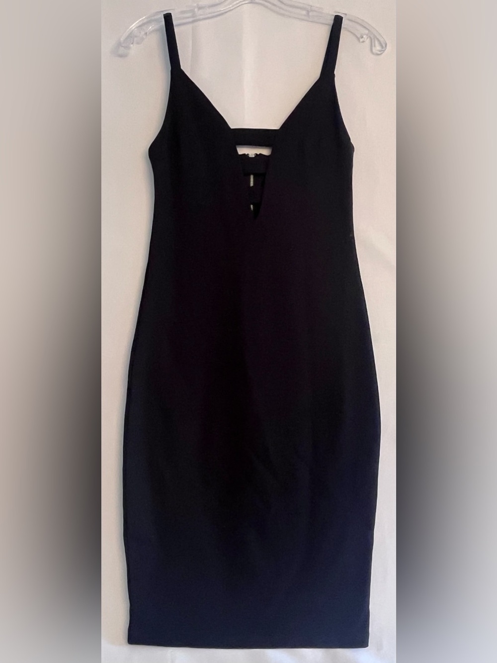 REVAMPED Black Cutout Deep V Bodycon Midi Dress S